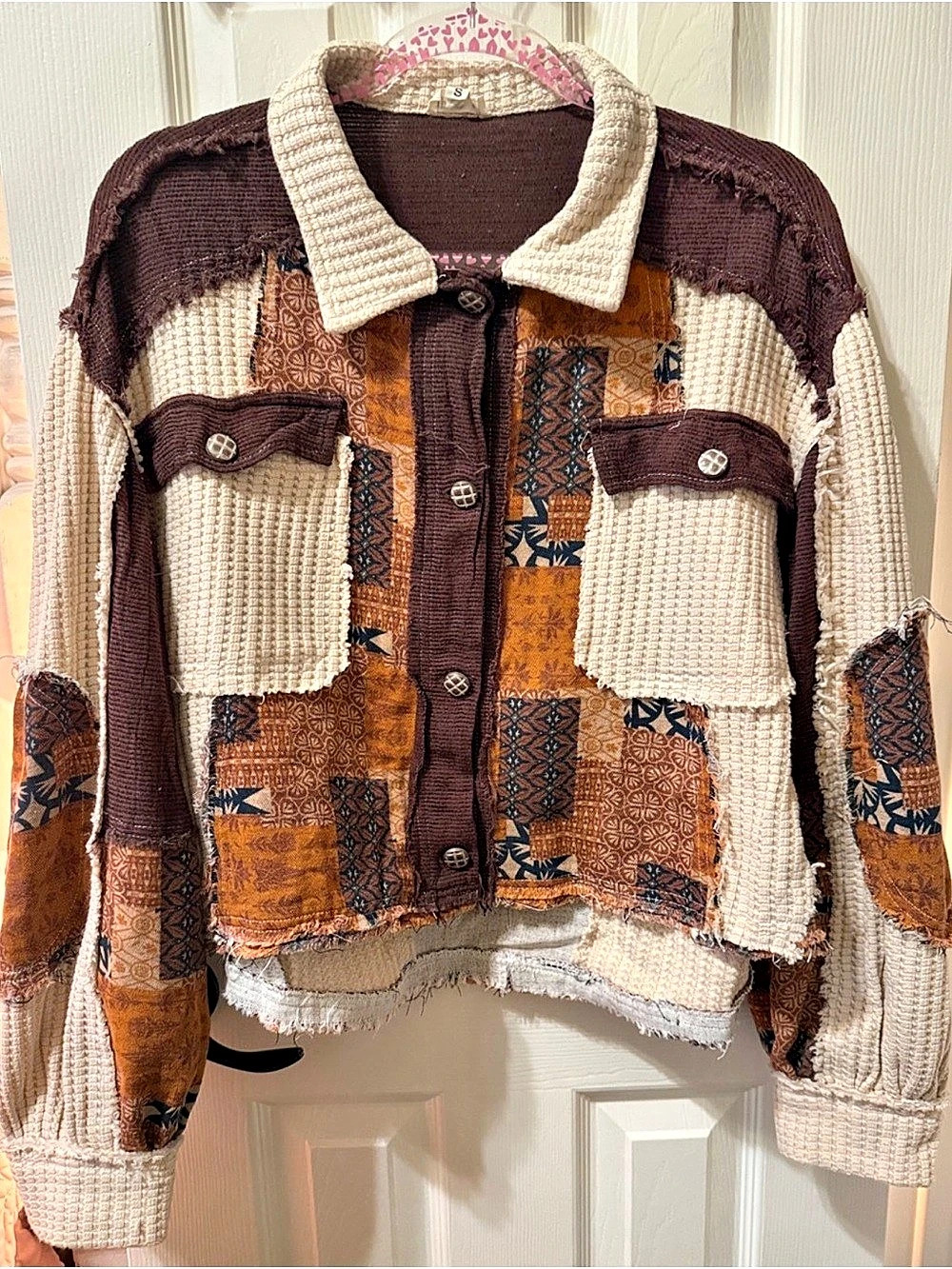 POL Patchwork Shirt Jacket